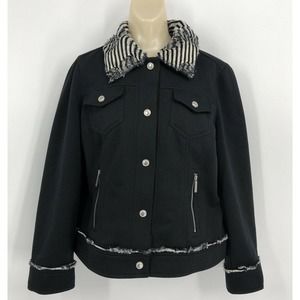 Chicos size 1 Jacket Blazer Coat Jacket Zebra Trim